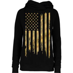 Gold American Flag Limited Addition  Womens Funnel Neck Pullover Hood