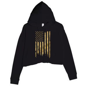 Gold American Flag Limited Addition  Crop Fleece Hoodie