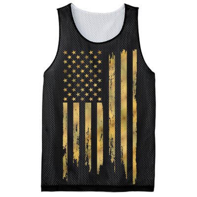 Gold American Flag Limited Addition  Mesh Reversible Basketball Jersey Tank