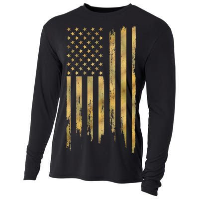 Gold American Flag Limited Addition  Cooling Performance Long Sleeve Crew