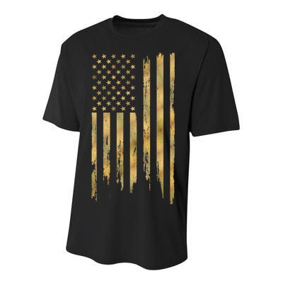 Gold American Flag Limited Addition  Youth Performance Sprint T-Shirt