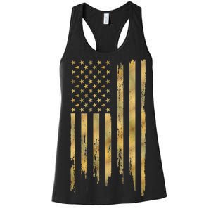 Gold American Flag Limited Addition  Women's Racerback Tank