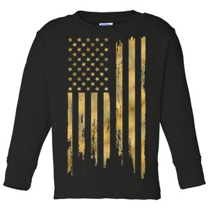 Gold American Flag Limited Addition  Toddler Long Sleeve Shirt