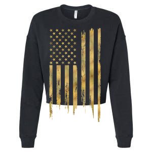 Gold American Flag Limited Addition  Cropped Pullover Crew