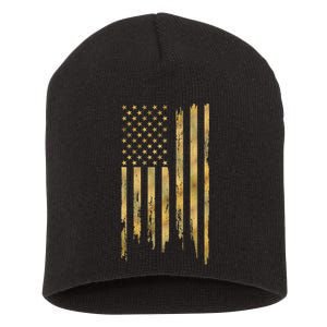 Gold American Flag Limited Addition  Short Acrylic Beanie