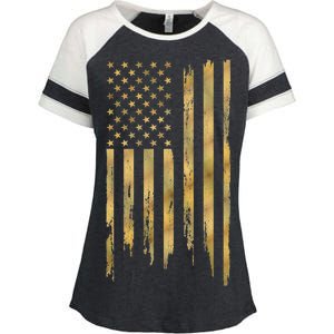 Gold American Flag Limited Addition  Enza Ladies Jersey Colorblock Tee