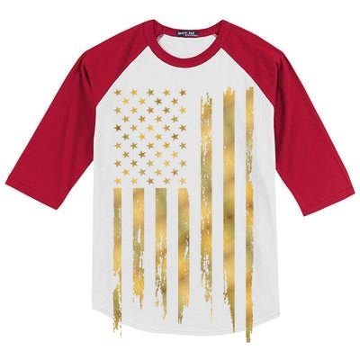 Gold American Flag Limited Addition  Kids Colorblock Raglan Jersey