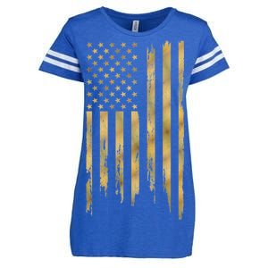 Gold American Flag Limited Addition  Enza Ladies Jersey Football T-Shirt