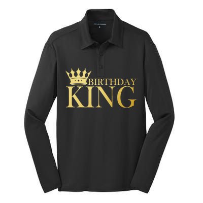 Gold Birthday King Limited Edition  Silk Touch Performance Long Sleeve Polo