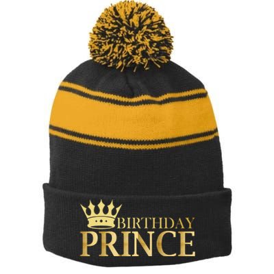 Gold Birthday Prince Limited Edition Stripe Pom Pom Beanie