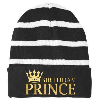 Gold Birthday Prince Limited Edition Striped Beanie with Solid Band