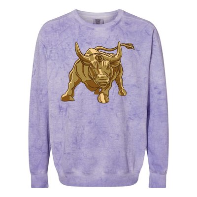 Gold Bitcoin Bull Colorblast Crewneck Sweatshirt