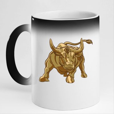 Gold Bitcoin Bull 11oz Black Color Changing Mug