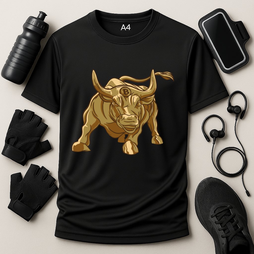 Gold Bitcoin Bull Performance Shirt