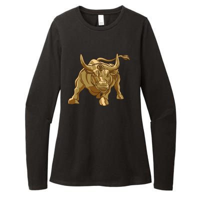 Gold Bitcoin Bull Womens CVC Long Sleeve Shirt