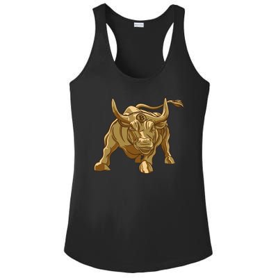 Gold Bitcoin Bull Ladies PosiCharge Competitor Racerback Tank