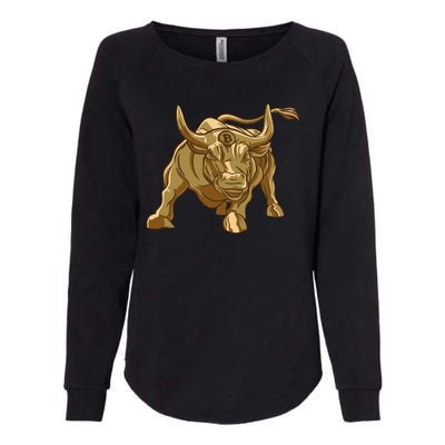 Gold Bitcoin Bull Womens California Wash Sweatshirt