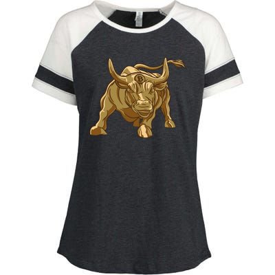 Gold Bitcoin Bull Enza Ladies Jersey Colorblock Tee