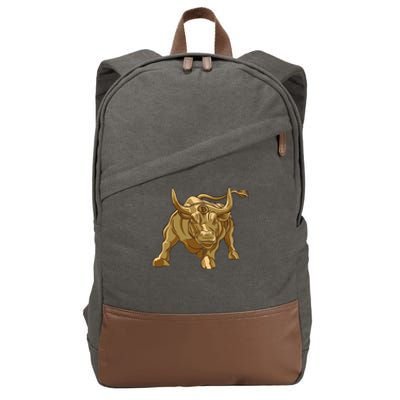 Gold Bitcoin Bull Cotton Canvas Backpack