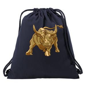 Gold Bitcoin Bull Drawstring Bag