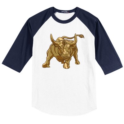 Gold Bitcoin Bull Baseball Sleeve Shirt