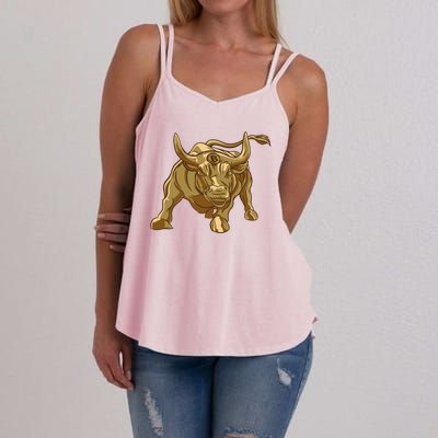 Gold Bitcoin Bull Women's Strappy Tank