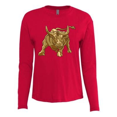 Gold Bitcoin Bull Womens Cotton Relaxed Long Sleeve T-Shirt