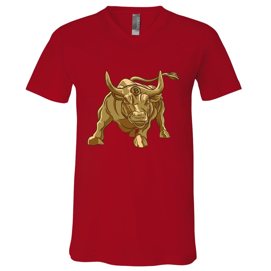 Gold Bitcoin Bull V-Neck T-Shirt