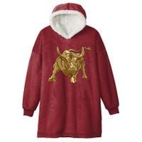 Gold Bitcoin Bull Hooded Wearable Blanket