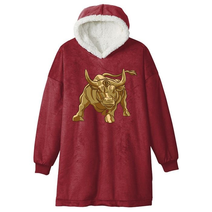 Gold Bitcoin Bull Hooded Wearable Blanket