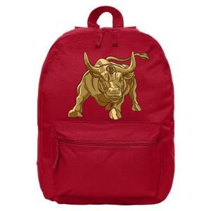 Gold Bitcoin Bull 16 in Basic Backpack