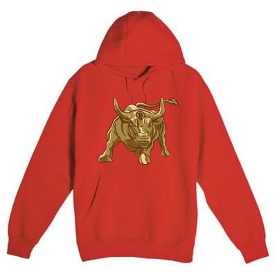 Gold Bitcoin Bull Premium Pullover Hoodie