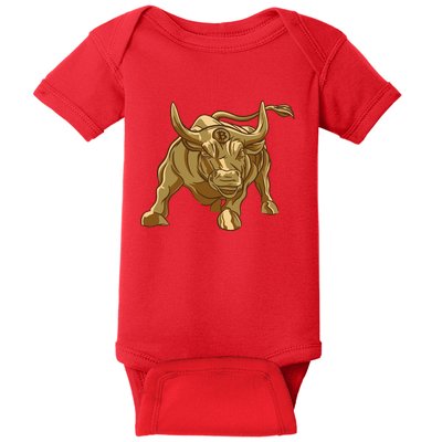 Gold Bitcoin Bull Baby Bodysuit