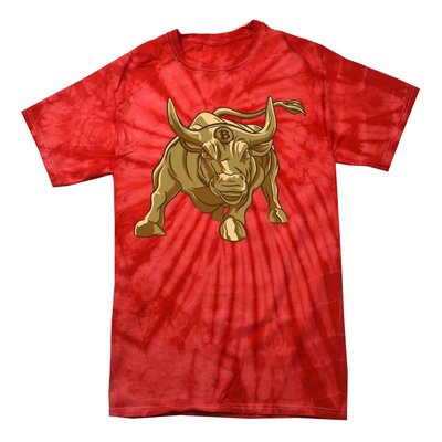 Gold Bitcoin Bull Tie-Dye T-Shirt