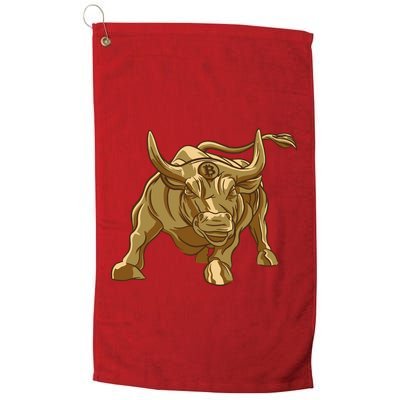 Gold Bitcoin Bull Golf Towel