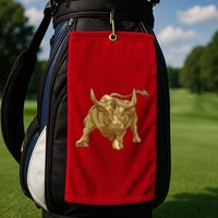 Gold Bitcoin Bull Golf Towel