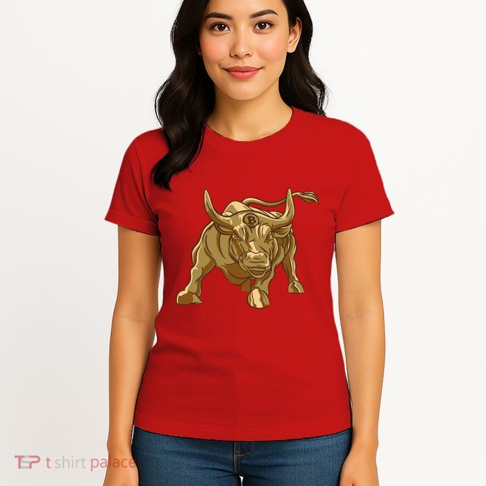 Gold Bitcoin Bull Womens T-Shirt