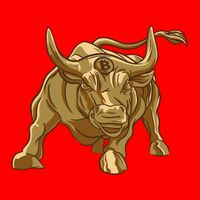 Gold Bitcoin Bull Women's V-Neck T-Shirt
