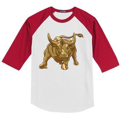 Gold Bitcoin Bull Kids Colorblock Raglan Jersey