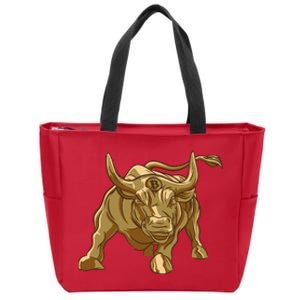 Gold Bitcoin Bull Zip Tote Bag