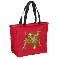 Gold Bitcoin Bull Zip Tote Bag