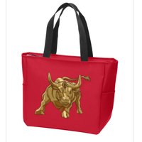 Gold Bitcoin Bull Zip Tote Bag