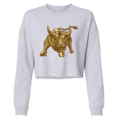 Gold Bitcoin Bull Cropped Pullover Crew