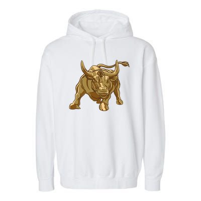 Gold Bitcoin Bull Garment-Dyed Fleece Hoodie