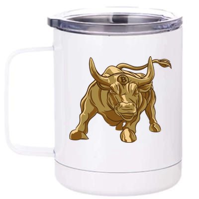 Gold Bitcoin Bull 12 oz Stainless Steel Tumbler Cup