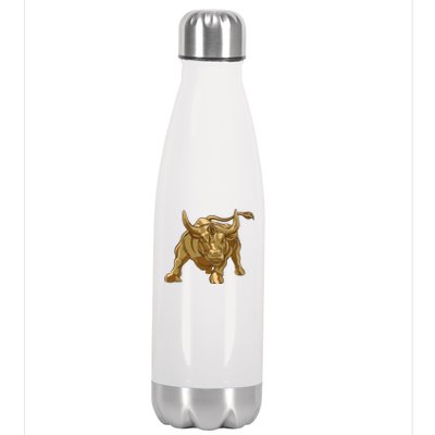 Gold Bitcoin Bull Stainless Steel Insulated Water Bottle