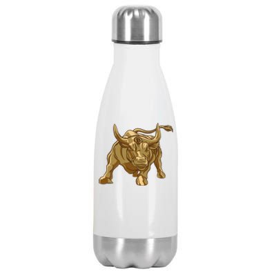 Gold Bitcoin Bull Stainless Steel Insulated Water Bottle