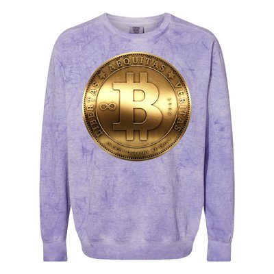 Gold Bitcoin Crypto Currency Colorblast Crewneck Sweatshirt