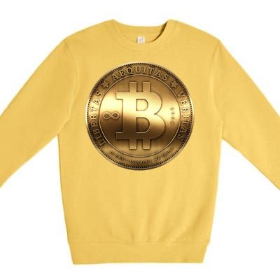 Gold Bitcoin Crypto Currency Premium Crewneck Sweatshirt