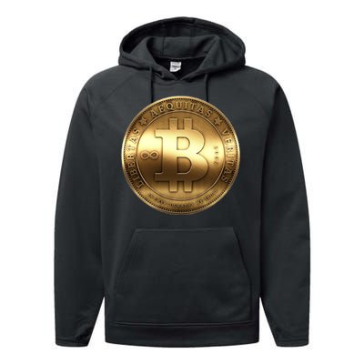 Gold Bitcoin Crypto Currency Performance Fleece Hoodie